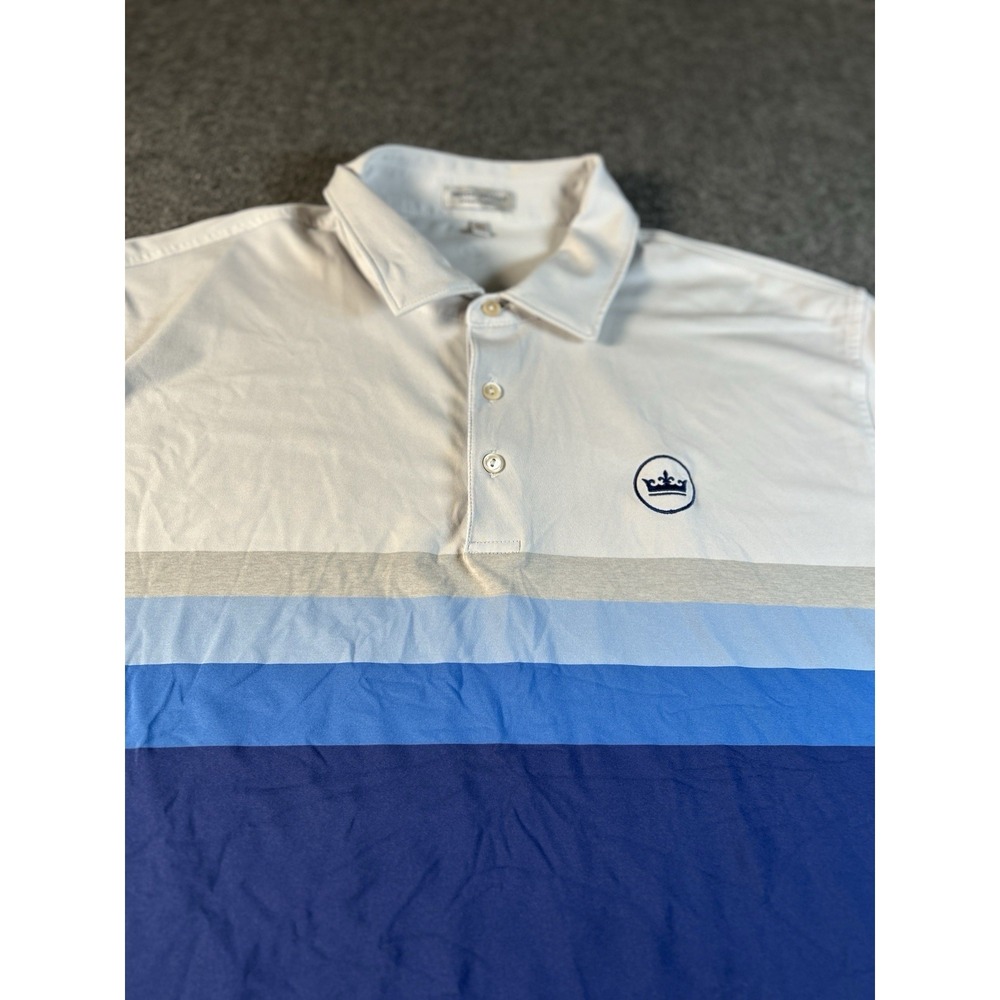 Peter Millar Polo Golf Shirt Mens XL Striped Summer Comfort Blue Multicolor